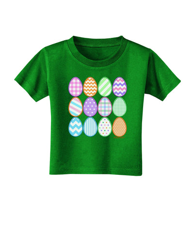 Cute Faux Applique Easter Eggs Toddler T-Shirt Dark-Toddler T-Shirt-TooLoud-Clover-Green-2T-Davson Sales