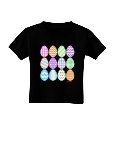 Cute Faux Applique Easter Eggs Toddler T-Shirt Dark-Toddler T-Shirt-TooLoud-Black-2T-Davson Sales