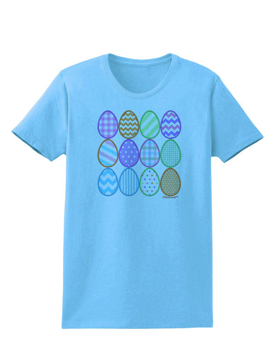 Cute Faux Applique Easter Eggs Womens T-Shirt-Womens T-Shirt-TooLoud-Aquatic-Blue-X-Small-Davson Sales