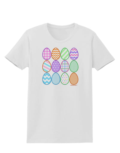 Cute Faux Applique Easter Eggs Womens T-Shirt-Womens T-Shirt-TooLoud-White-X-Small-Davson Sales