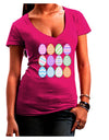 Cute Faux Applique Easter Eggs Womens V-Neck Dark T-Shirt-Womens V-Neck T-Shirts-TooLoud-Hot-Pink-Juniors Fitted Small-Davson Sales