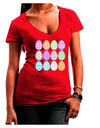 Cute Faux Applique Easter Eggs Womens V-Neck Dark T-Shirt-Womens V-Neck T-Shirts-TooLoud-Red-Juniors Fitted Small-Davson Sales