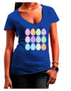 Cute Faux Applique Easter Eggs Womens V-Neck Dark T-Shirt-Womens V-Neck T-Shirts-TooLoud-Royal-Blue-Juniors Fitted Small-Davson Sales