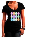 Cute Faux Applique Easter Eggs Womens V-Neck Dark T-Shirt-Womens V-Neck T-Shirts-TooLoud-Black-Juniors Fitted Small-Davson Sales