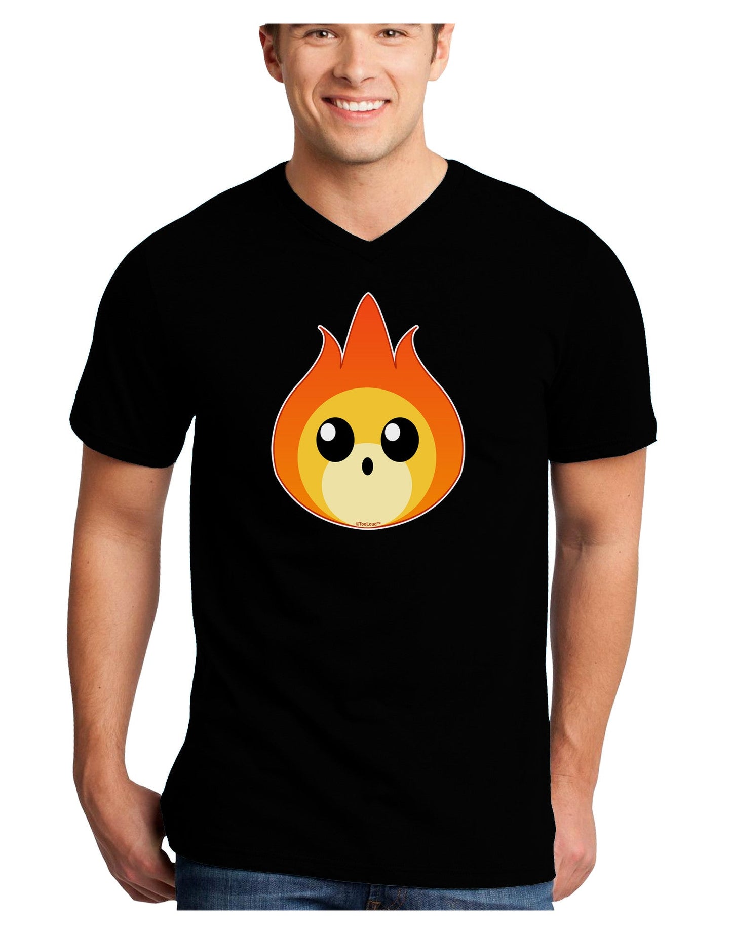 Cute Fireball Design Adult Dark V-Neck T-Shirt-Mens V-Neck T-Shirt-TooLoud-Black-Small-Davson Sales