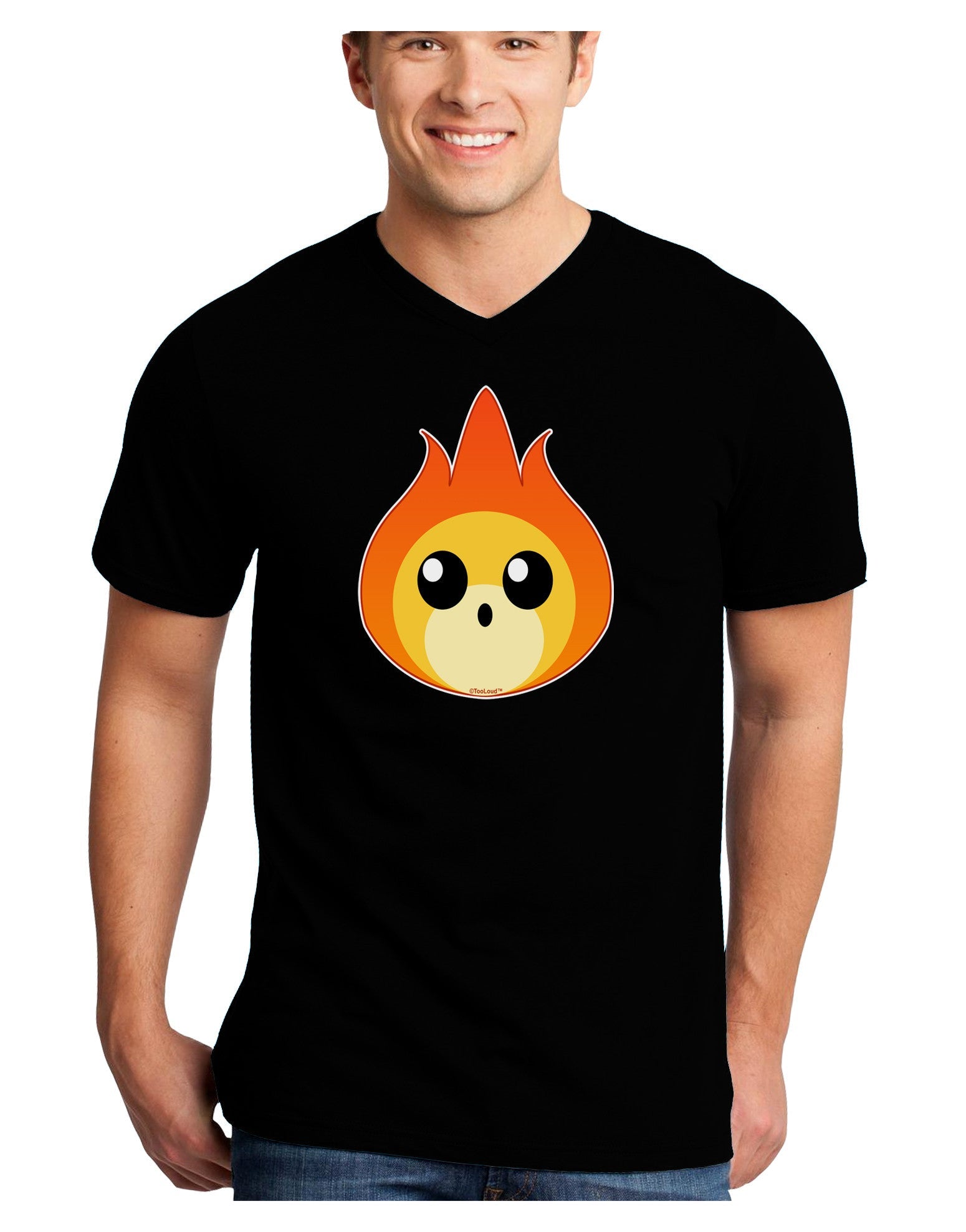 Cute Fireball Design Adult Dark V-Neck T-Shirt-Mens V-Neck T-Shirt-TooLoud-Black-Small-Davson Sales