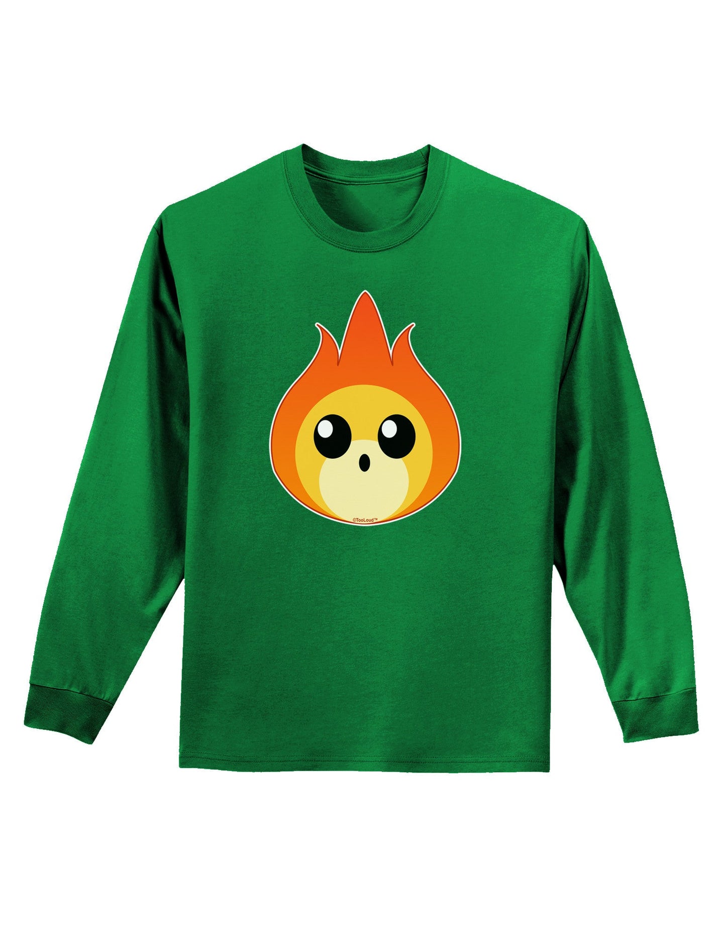 Cute Fireball Design Adult Long Sleeve Dark T-Shirt-TooLoud-Kelly-Green-Small-Davson Sales