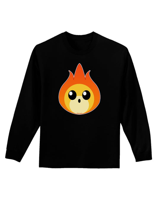 Cute Fireball Design Adult Long Sleeve Dark T-Shirt-TooLoud-Black-Small-Davson Sales