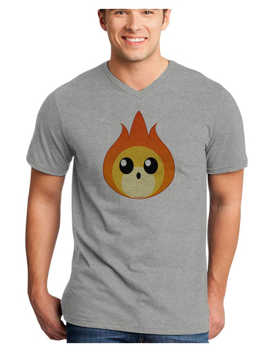 Cute Fireball Design Adult V-Neck T-shirt-Mens V-Neck T-Shirt-TooLoud-HeatherGray-Small-Davson Sales