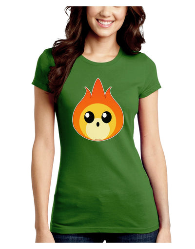 Cute Fireball Design Juniors Crew Dark T-Shirt-T-Shirts Juniors Tops-TooLoud-Kiwi-Green-Juniors Fitted XS-Davson Sales