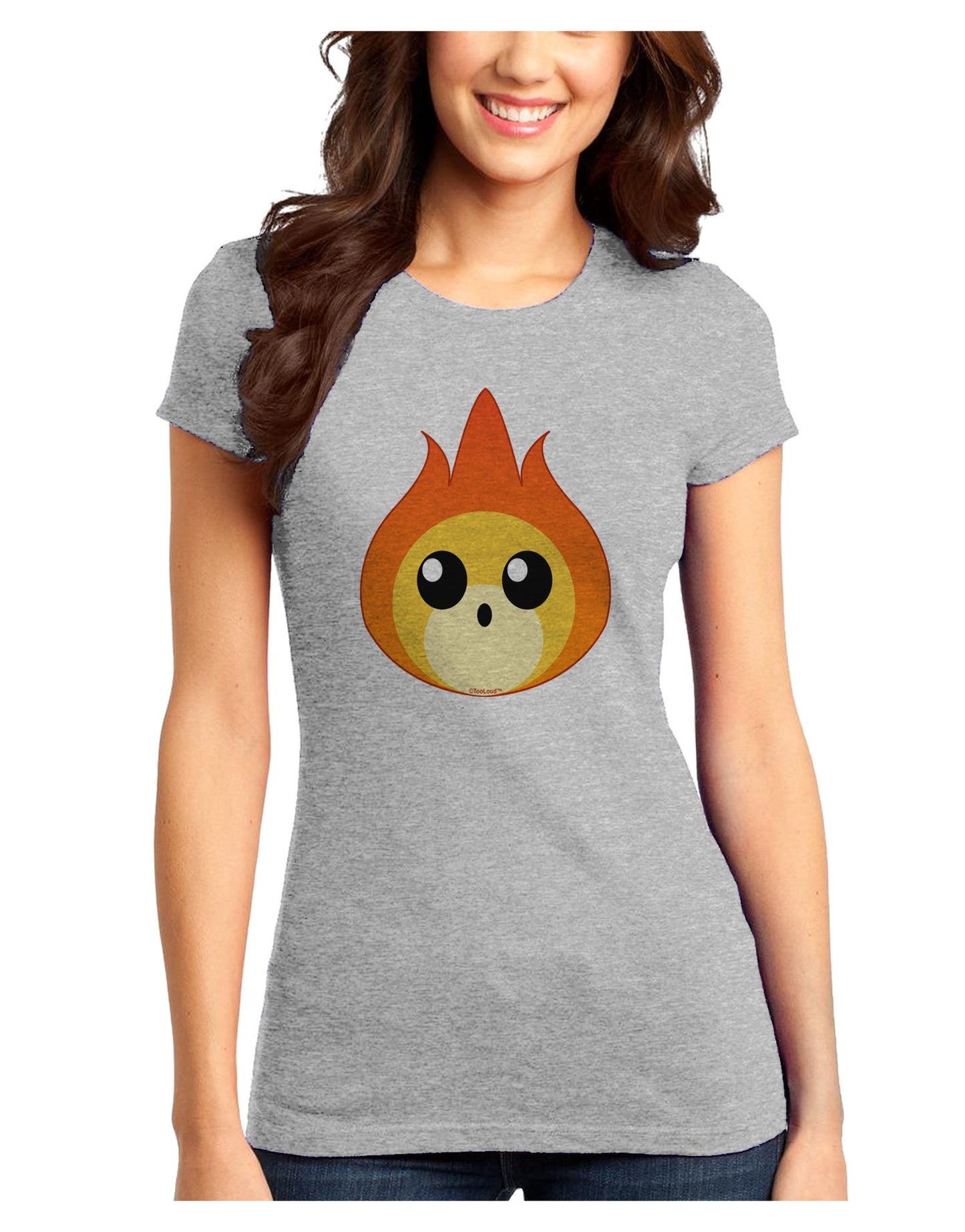 Cute Fireball Design Juniors T-Shirt-Womens Juniors T-Shirt-TooLoud-Ash-Gray-Juniors Fitted XS-Davson Sales