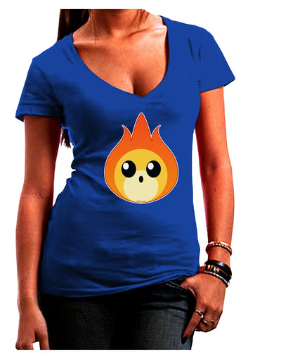 Cute Fireball Design Juniors V-Neck Dark T-Shirt-Womens V-Neck T-Shirts-TooLoud-Royal-Blue-Juniors Fitted Small-Davson Sales