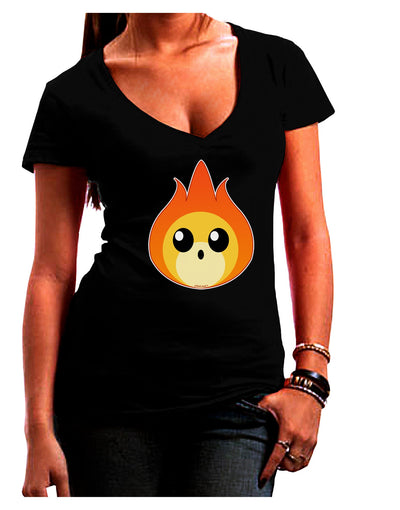 Cute Fireball Design Juniors V-Neck Dark T-Shirt-Womens V-Neck T-Shirts-TooLoud-Black-Juniors Fitted Small-Davson Sales