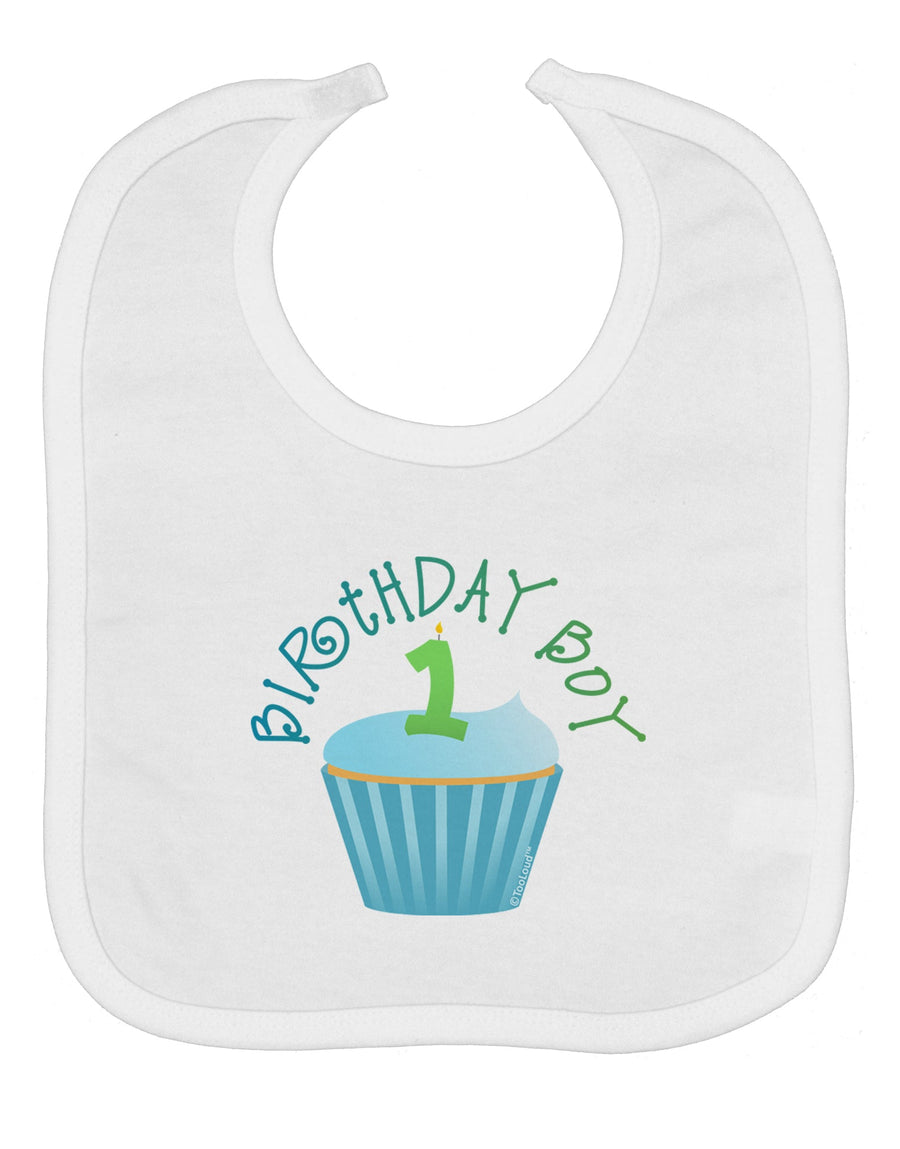 Cute First Birthday Cupcake - Birthday Boy Baby Bib by TooLoud