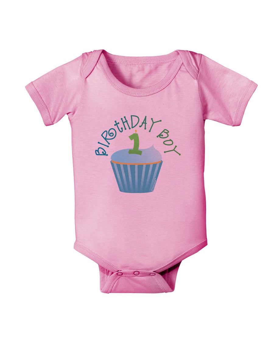 Cute First Birthday Cupcake - Birthday Boy Baby Romper Bodysuit by TooLoud-Baby Romper-TooLoud-White-06-Months-Davson Sales