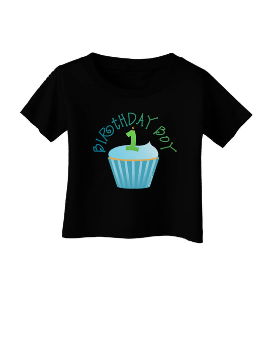 Cute First Birthday Cupcake - Birthday Boy Infant T-Shirt Dark by TooLoud-Infant T-Shirt-TooLoud-Black-06-Months-Davson Sales