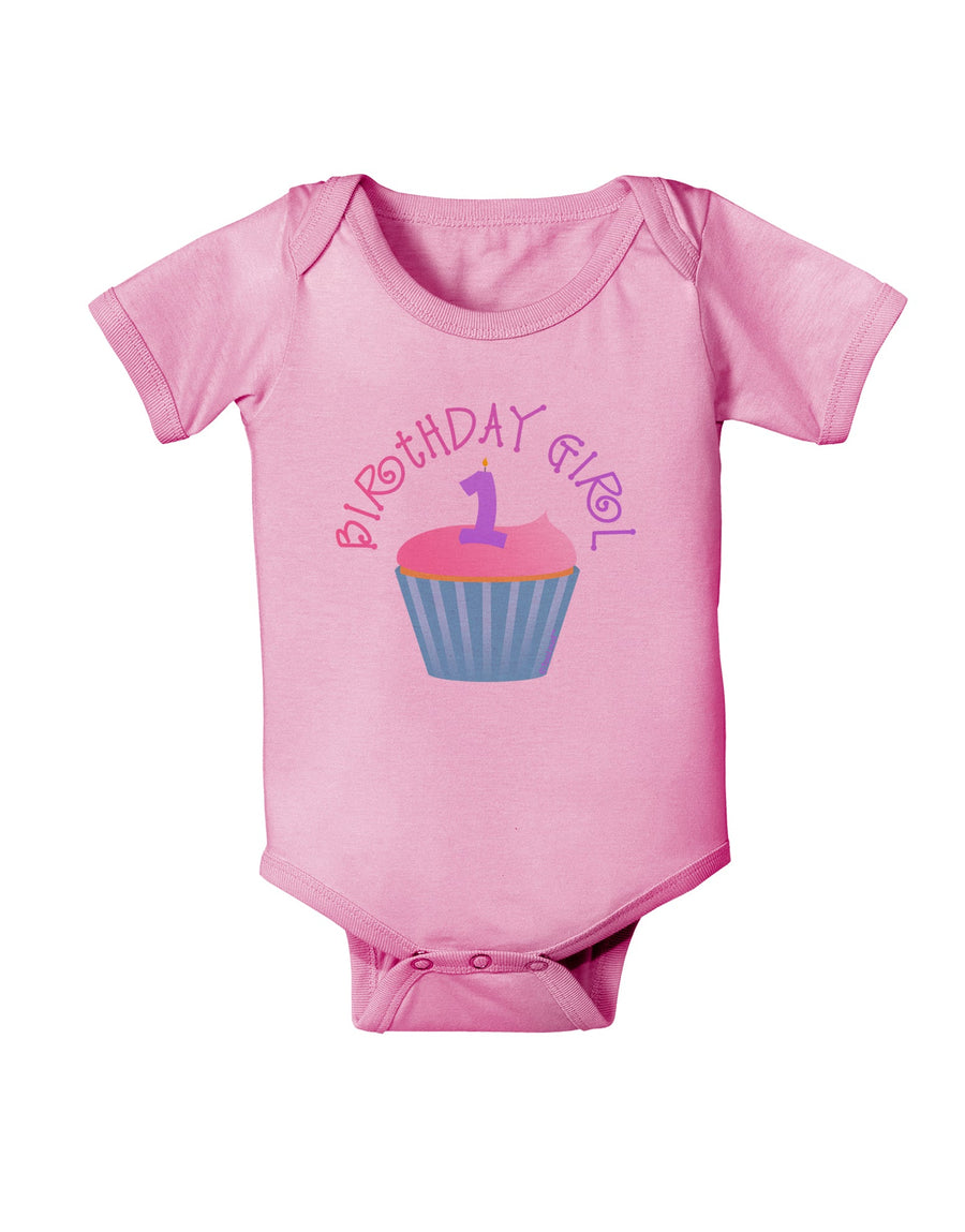 Cute First Birthday Cupcake - Birthday Girl Baby Romper Bodysuit by TooLoud-Baby Romper-TooLoud-White-06-Months-Davson Sales