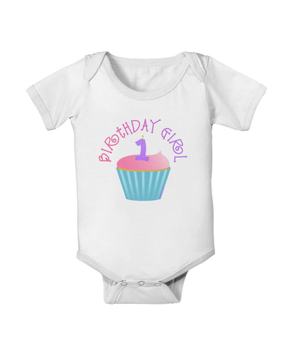 Cute First Birthday Cupcake - Birthday Girl Baby Romper Bodysuit by TooLoud-Baby Romper-TooLoud-White-06-Months-Davson Sales