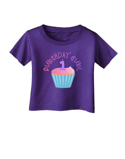 Cute First Birthday Cupcake - Birthday Girl Infant T-Shirt Dark by TooLoud-Infant T-Shirt-TooLoud-Purple-06-Months-Davson Sales