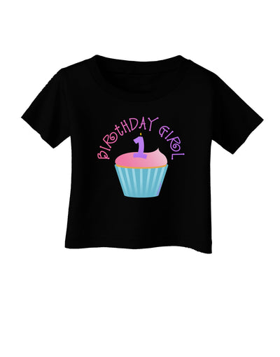 Cute First Birthday Cupcake - Birthday Girl Infant T-Shirt Dark by TooLoud-Infant T-Shirt-TooLoud-Black-06-Months-Davson Sales