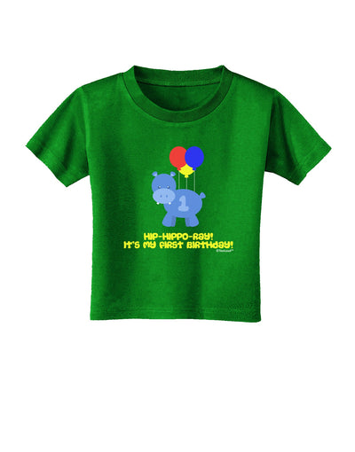 Cute First Birthday Hippo - Blue Red Yellow Toddler T-Shirt Dark by TooLoud-Toddler T-Shirt-TooLoud-Royal-Blue-2T-Davson Sales