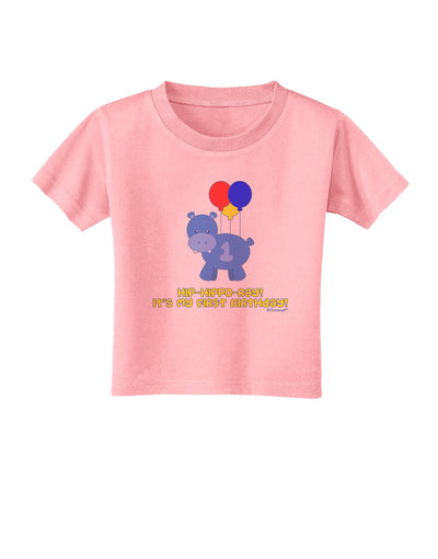 Cute First Birthday Hippo - Blue Red Yellow Toddler T-Shirt by TooLoud-Toddler T-Shirt-TooLoud-Candy-Pink-2T-Davson Sales