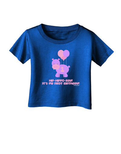 Cute First Birthday Hippo - Pink and Purple Infant T-Shirt Dark by TooLoud-Infant T-Shirt-TooLoud-Royal-Blue-06-Months-Davson Sales