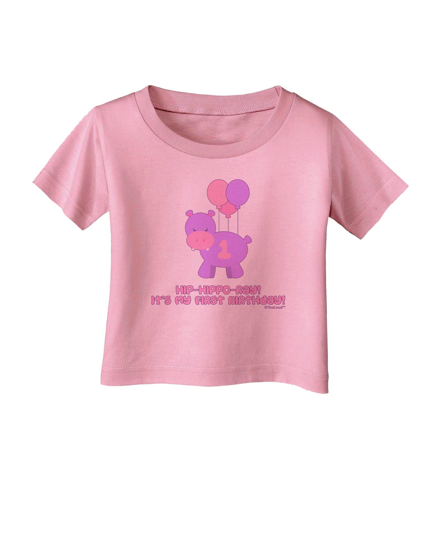 Cute First Birthday Hippo - Pink and Purple Infant T-Shirt by TooLoud-Infant T-Shirt-TooLoud-Candy-Pink-06-Months-Davson Sales