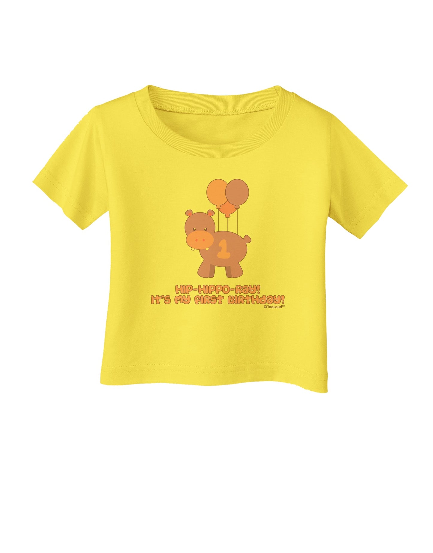 Cute First Birthday Hippo - Pink and Purple Infant T-Shirt by TooLoud-Infant T-Shirt-TooLoud-Yellow-06-Months-Davson Sales