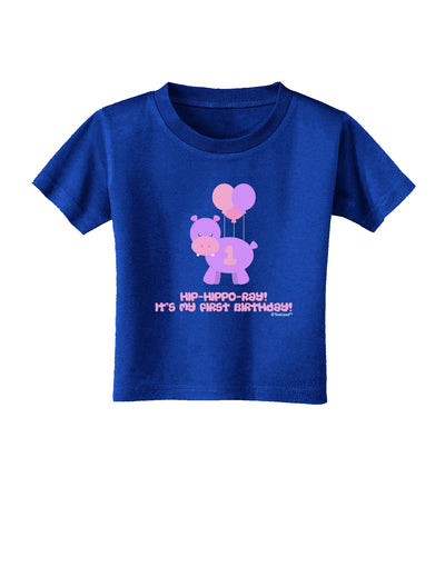 Cute First Birthday Hippo - Pink and Purple Toddler T-Shirt Dark by TooLoud-Toddler T-Shirt-TooLoud-Red-2T-Davson Sales