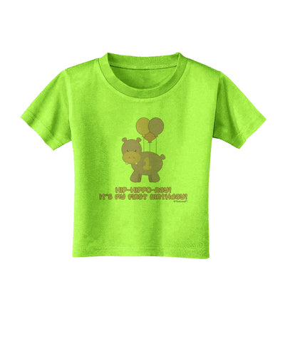 Cute First Birthday Hippo - Pink and Purple Toddler T-Shirt by TooLoud-Toddler T-Shirt-TooLoud-Lime-Green-2T-Davson Sales