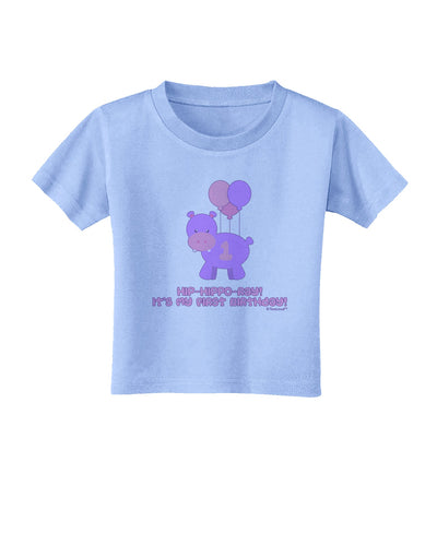 Cute First Birthday Hippo - Pink and Purple Toddler T-Shirt by TooLoud-Toddler T-Shirt-TooLoud-Aquatic-Blue-2T-Davson Sales