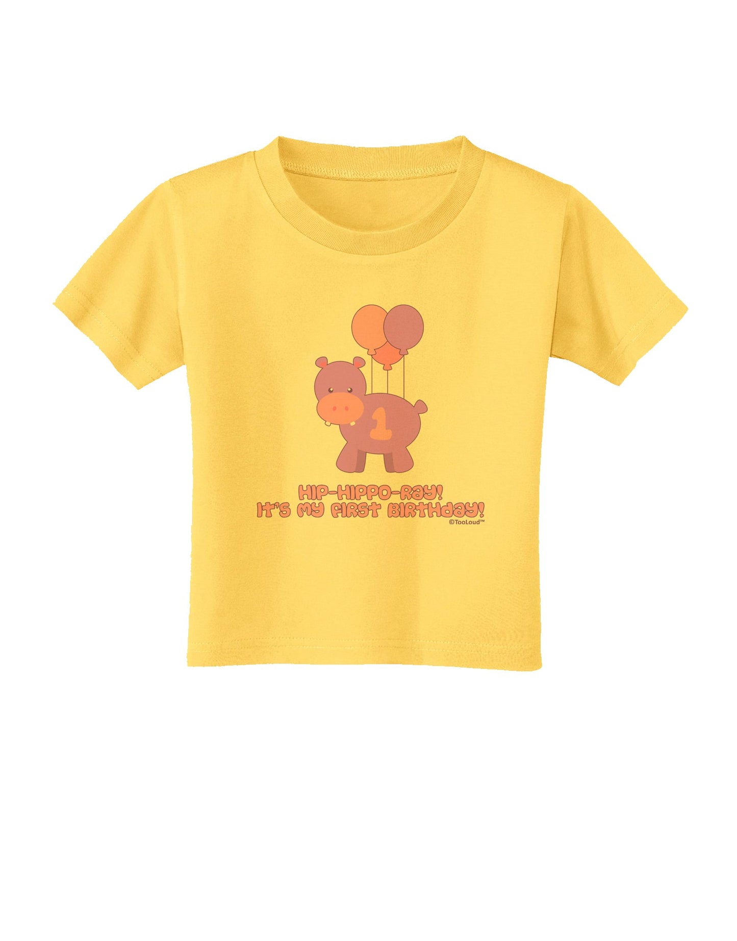 Cute First Birthday Hippo - Pink and Purple Toddler T-Shirt by TooLoud-Toddler T-Shirt-TooLoud-Yellow-2T-Davson Sales