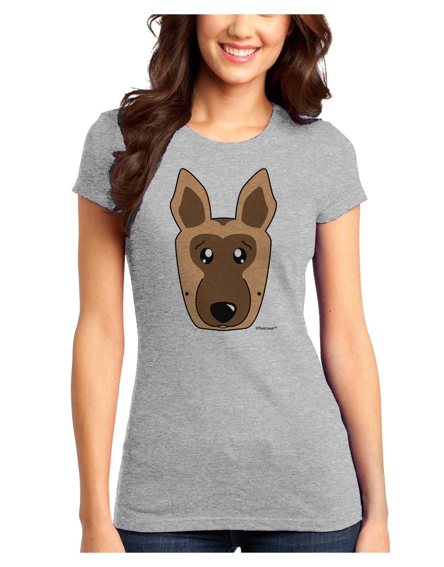 Cute German Shepherd Dog Juniors T-Shirt by TooLoud-Womens Juniors T-Shirt-TooLoud-Ash-Gray-Juniors Fitted X-Small-Davson Sales