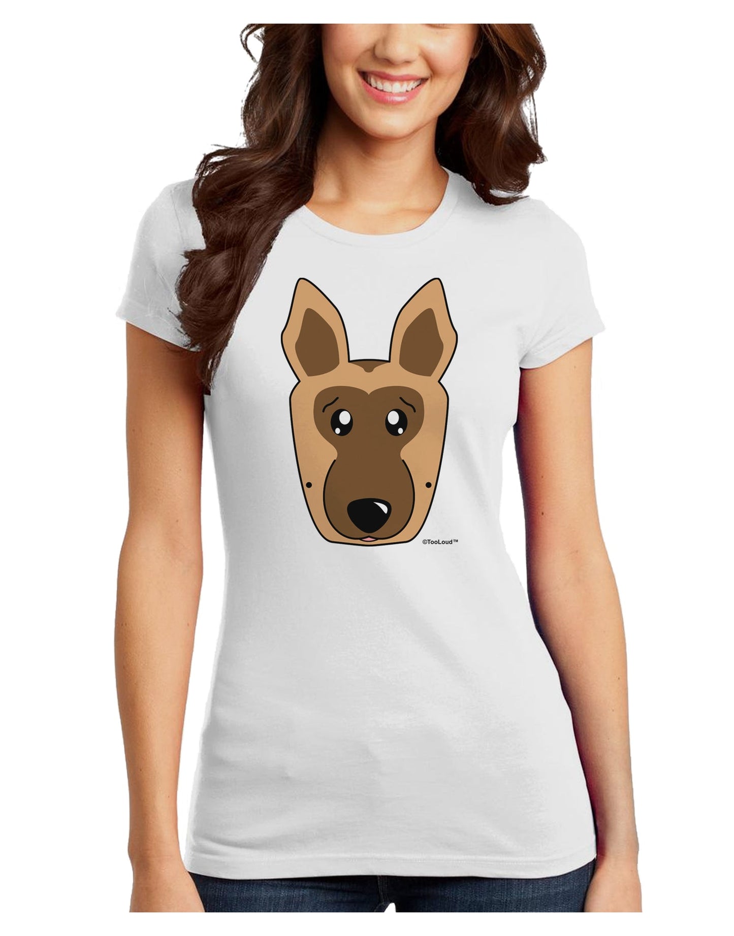 Cute German Shepherd Dog Juniors T-Shirt by TooLoud-Womens Juniors T-Shirt-TooLoud-White-Juniors Fitted X-Small-Davson Sales