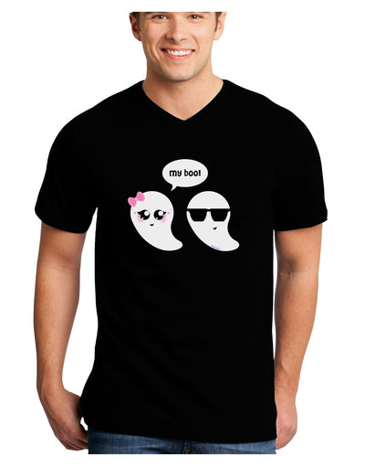 Cute Ghost Couple My Boo Halloween Adult Dark V-Neck T-Shirt-TooLoud-Black-Small-Davson Sales