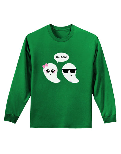 Cute Ghost Couple My Boo Halloween Adult Long Sleeve Dark T-Shirt-TooLoud-Kelly-Green-Small-Davson Sales