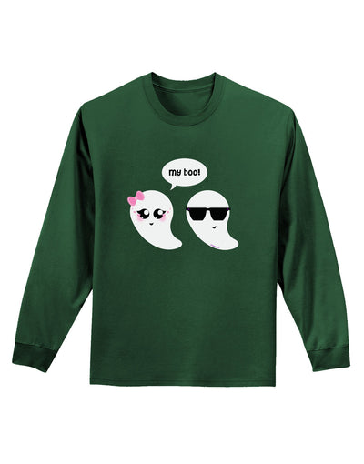 Cute Ghost Couple My Boo Halloween Adult Long Sleeve Dark T-Shirt-TooLoud-Dark-Green-Small-Davson Sales