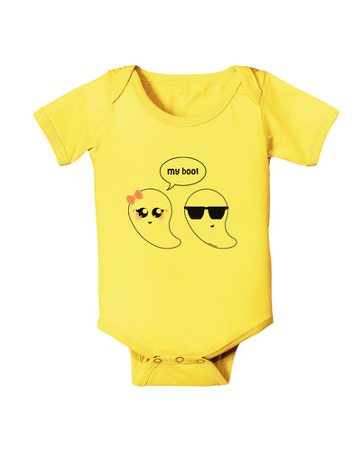 Cute Ghost Couple My Boo Halloween Baby Romper Bodysuit-Baby Romper-TooLoud-Yellow-06-Months-Davson Sales