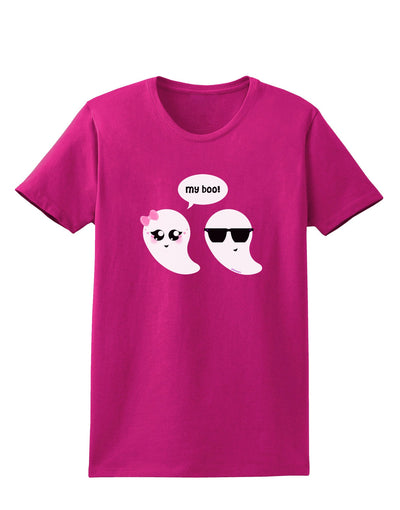 Cute Ghost Couple My Boo Halloween Womens Dark T-Shirt-TooLoud-Hot-Pink-Small-Davson Sales