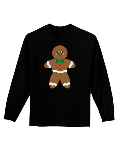 Cute Gingerbread Man Christmas Adult Long Sleeve Dark T-Shirt-TooLoud-Black-Small-Davson Sales