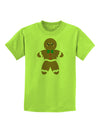 Cute Gingerbread Man Christmas Childrens T-Shirt-Childrens T-Shirt-TooLoud-Lime-Green-X-Small-Davson Sales
