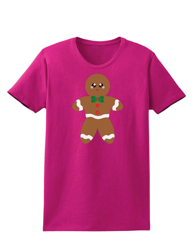 Cute Gingerbread Man Christmas Womens Dark T-Shirt-TooLoud-Hot-Pink-Small-Davson Sales