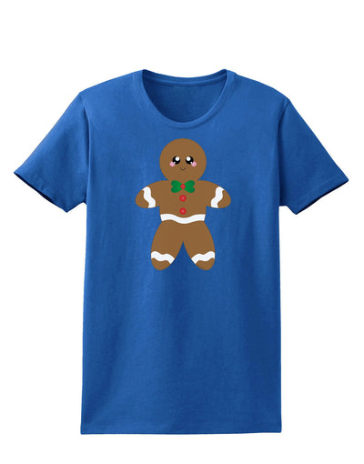 Cute Gingerbread Man Christmas Womens Dark T-Shirt-TooLoud-Royal-Blue-X-Small-Davson Sales