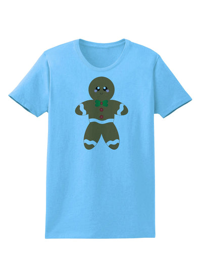 Cute Gingerbread Man Christmas Womens T-Shirt-Womens T-Shirt-TooLoud-Aquatic-Blue-X-Small-Davson Sales