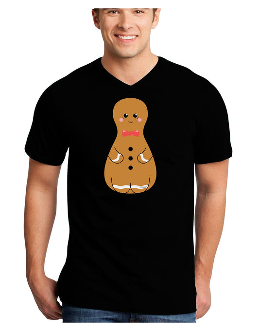 Cute Gingerbread Matryoshka Nesting Doll - Christmas Adult Dark V-Neck T-Shirt-TooLoud-Black-Small-Davson Sales