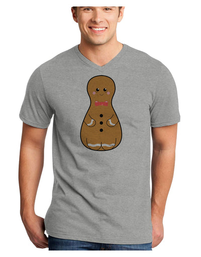 Cute Gingerbread Matryoshka Nesting Doll - Christmas Adult V-Neck T-shirt-Mens V-Neck T-Shirt-TooLoud-HeatherGray-Small-Davson Sales