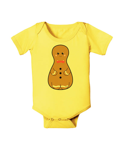 Cute Gingerbread Matryoshka Nesting Doll - Christmas Baby Romper Bodysuit-Baby Romper-TooLoud-Yellow-06-Months-Davson Sales