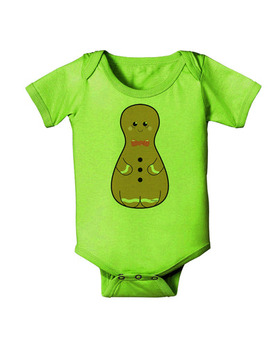 Cute Gingerbread Matryoshka Nesting Doll - Christmas Baby Romper Bodysuit-Baby Romper-TooLoud-Lime-Green-06-Months-Davson Sales