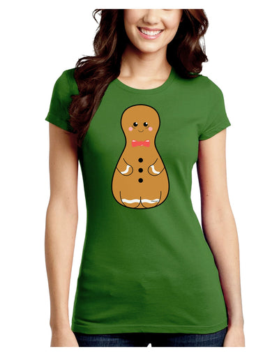 Cute Gingerbread Matryoshka Nesting Doll - Christmas Juniors Crew Dark T-Shirt-T-Shirts Juniors Tops-TooLoud-Kiwi-Green-Juniors Fitted Small-Davson Sales